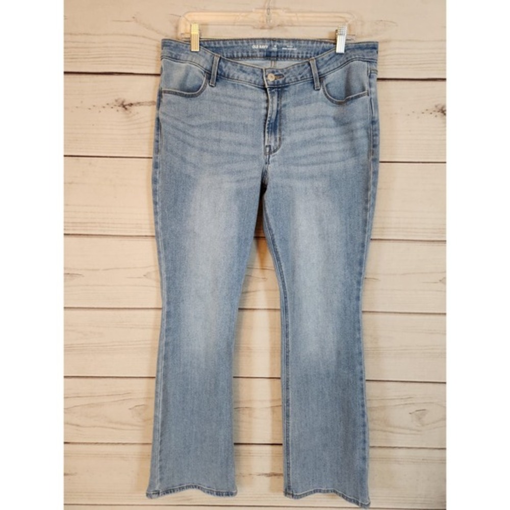 Old Navy Women's Blue Solid‎ Stretch Mid Rise Wow Boot Cut Jeans Size 12